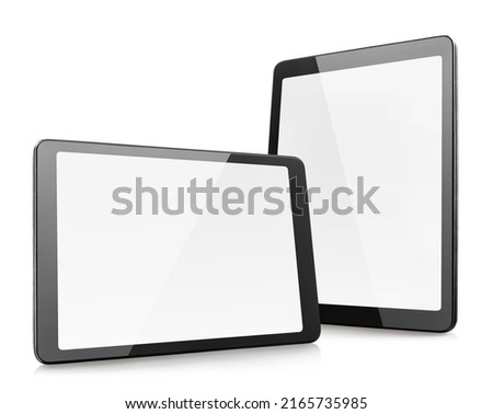 Black tablet computers, isolated on white background