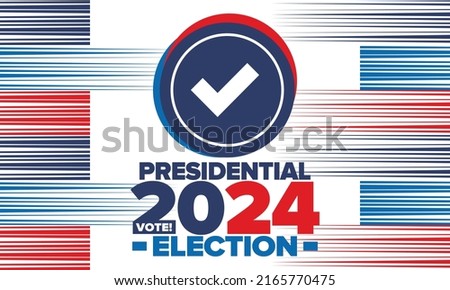 Presidential Election 2024 in United States. Vote day, November 5. US Election campaign. Make your choice!Patriotic american vector illustration. Poster, card, banner and background