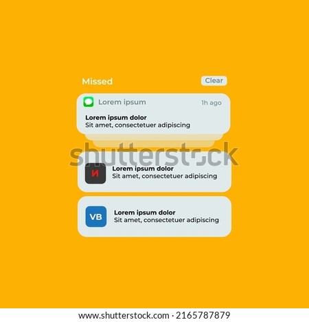Notification Boxes Template for Iphone. Smartphone Message Interface. Vector illustration. Android. Smartphone. IMessages. We Chat. Line. Whatsapp. Samsung Galaxy. Netflix and Facebook Notif. Royalty-Free Stock Photo #2165787879