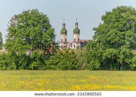 Ebersmunster Abbey in spring in central Alsace. Ebersmunter, Alsace, France. Royalty-Free Stock Photo #2165800565