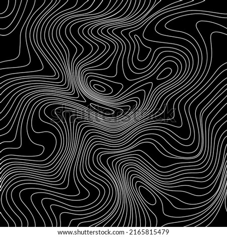 Black Abstract Weather Map. Topographic Map Lines, Contour Background. Geographic Seamless Pattern Meteorological Linear Pattern. Vector Temperature Card. Royalty-Free Stock Photo #2165815479
