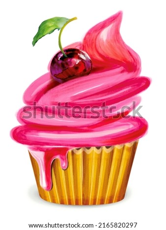 Cupcake illustration. Sweet dessert. Sweet gift.