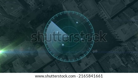 Image of clock over cityscape. business, networking, connections, technology and digital interface concept digitally generated image.