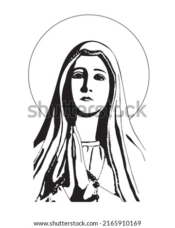 Our Lady of Fatima Vector Virgin Mary catholic religious Illustration Royalty-Free Stock Photo #2165910169