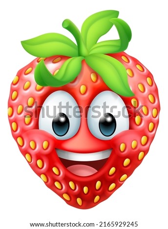 A strawberry cartoon character emoticon mascot