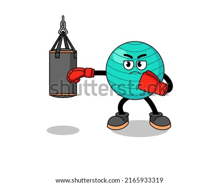 Illustration of exercise ball boxer , character design