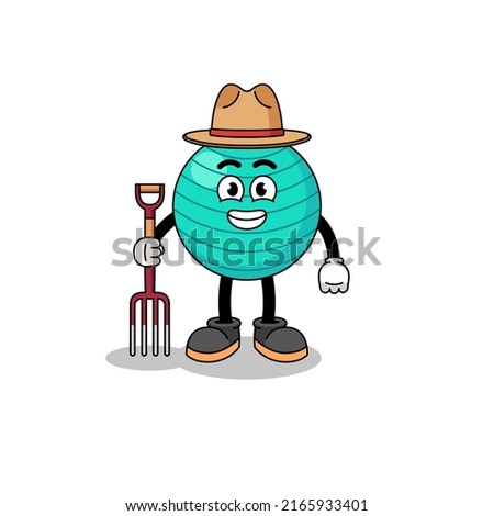 Cartoon mascot of exercise ball farmer , character design
