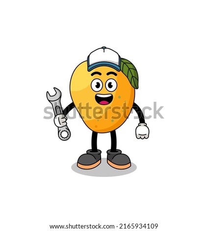 mango fruit illustration cartoon as a mechanic , character design