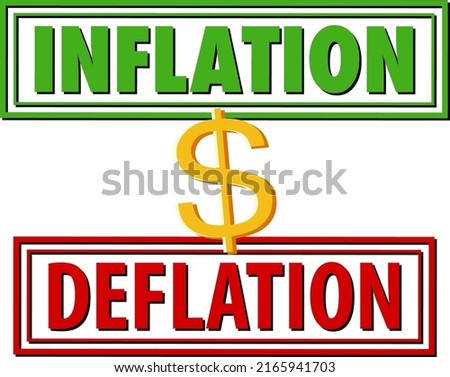 Inflation vs deflation font logo illustration