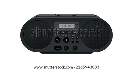 Realistic radio stereo, black player Royalty-Free Stock Photo #2165943083