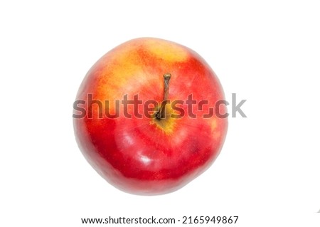 red  apple on a white background. the concept of making apple juice. healthy food illustration.juicy sweet fruit on the table.  big apple on a light texture.