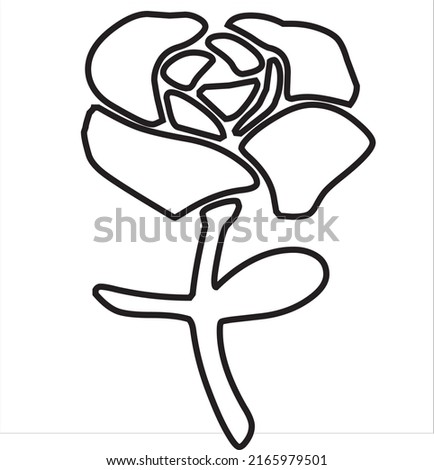 Vector, Image of rose flower icon, black and white color with transparent background