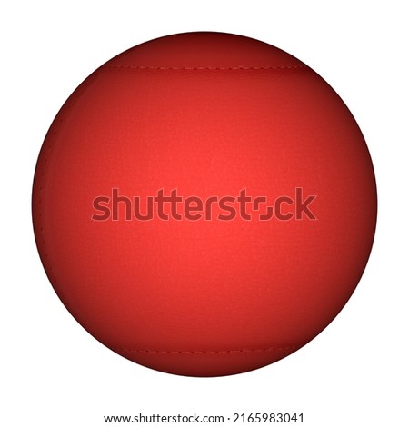 red leatherette faux leather sphere white background