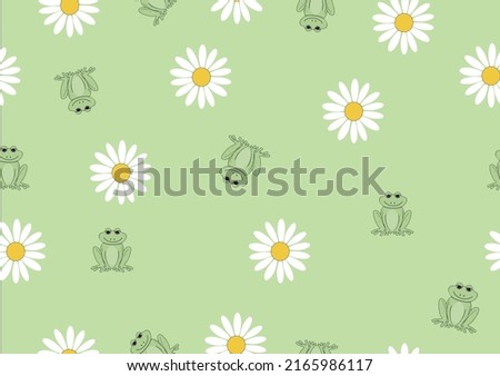 Seamless daisy and butterfly pattern repeating texture background design for fashion graphics, textile prints, fabrics, wallpapers.