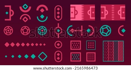 Design elements for sports event background, tournament, invitation, cup or championship. Layout design template with geometric shapes. Qatar 2022. Vector illustration