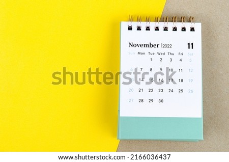 The November 2022 desk calendar on beautiful background.