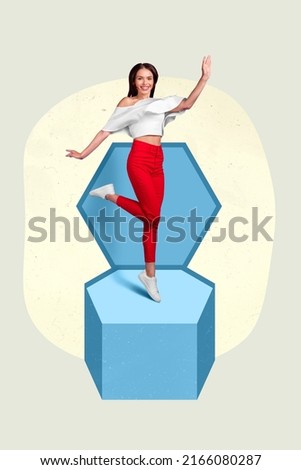 Vertical composite picture of overjoyed girl jump proposal ring box isolated on creative background