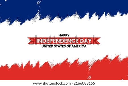 Happy Independence Day with striped ribbons on blue background