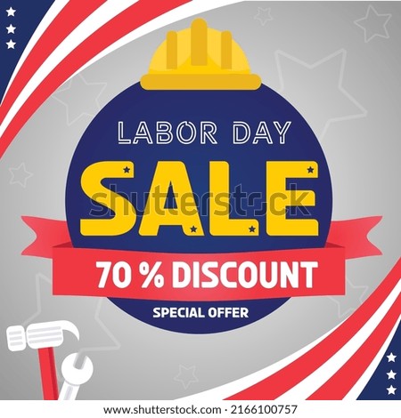 Happy Labor day with american flag. Labor day banner and background for advertising with discount rate. USA flag at corner.
