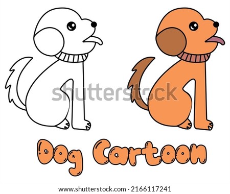 Kids Coloring Pages, Cute Dog Character Vector illustration EPS And Image