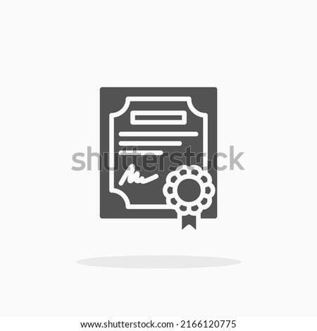 Certificate glyph icon. Can be used for digital product, presentation, print design and more.