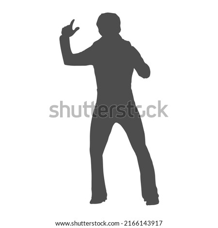 singer with a microphone. Vector silhouette for creative and thematic design. Flat style
