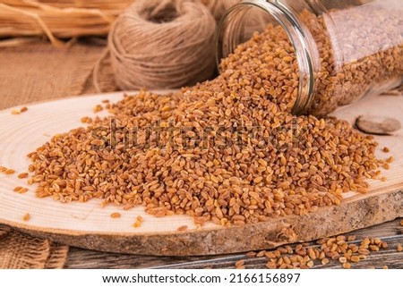 Einkorn, Triticum Monococcum, Siyez wheat bulgur (known as Siyez Wheat Bulgur in Turkey) Royalty-Free Stock Photo #2166156897