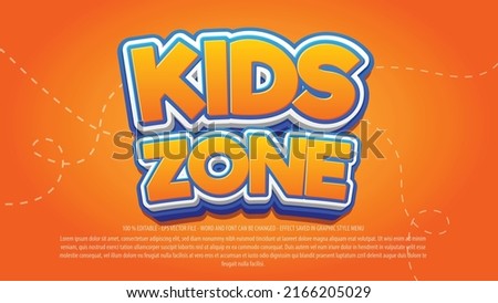 Kids zone 3d style editable text effect template