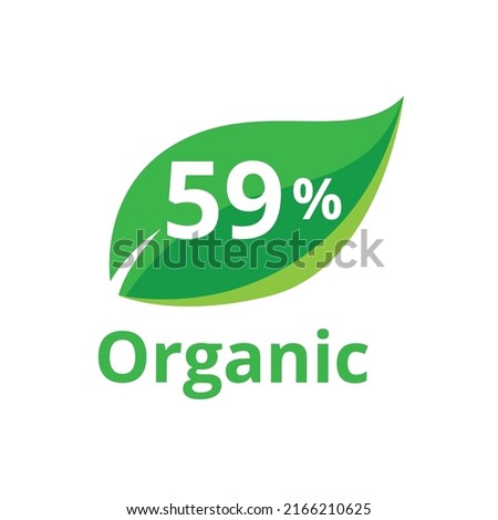 59% percentage organic product leaf shape vector art illustration with fantastic graphic