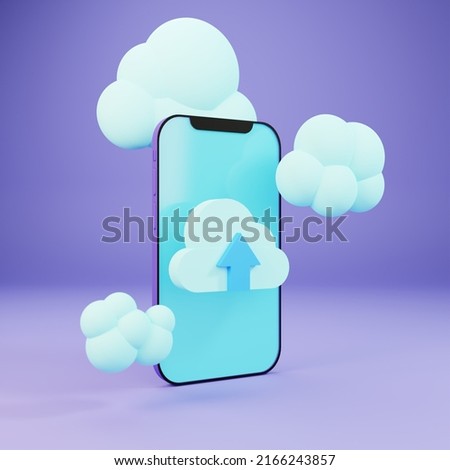 smartphone upload to cloud storage 3D illustration