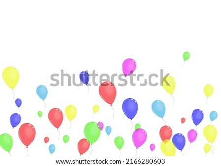 Pink Helium Background White Vector. Air Celebration Set. Blue Ribbon. Red Flying. Surprise Light Background.