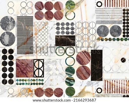 Beautiful patchwork pattern made of mixed of several marbles in a different shapes. Royalty-Free Stock Photo #2166293687