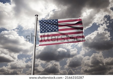 United States of America waving flag with many folds