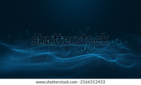 Abstract technology particles and points mesh background, Blue light