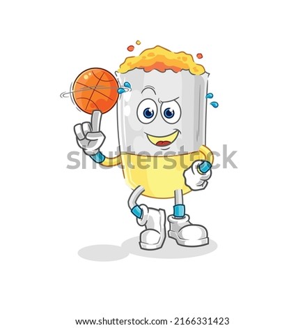 the cigarette playing basket ball mascot. cartoon vector