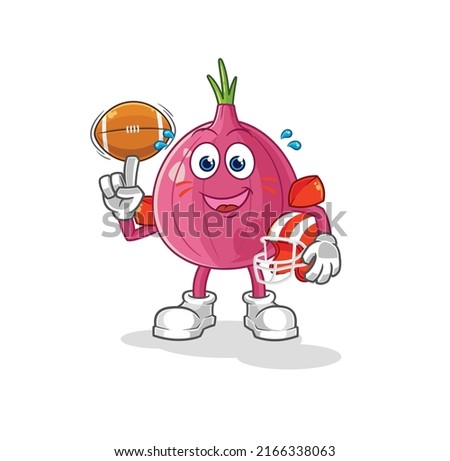 the red onion playing rugby character. cartoon mascot vector