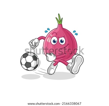 the red onion kicking the ball cartoon. cartoon mascot vector
