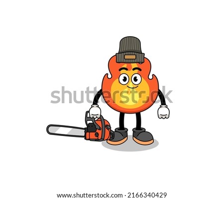 fire illustration cartoon as a lumberjack , character design
