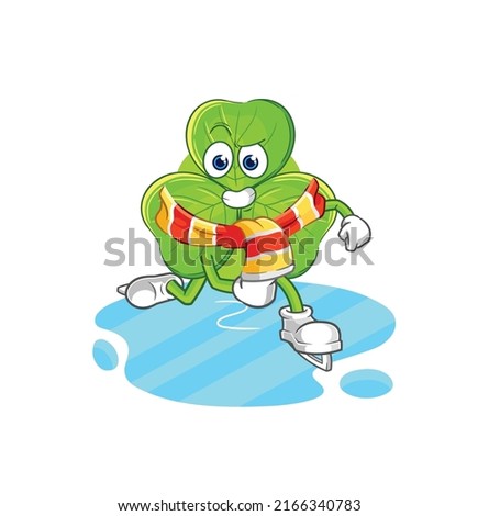 the clover ice skiing cartoon. character mascot vector