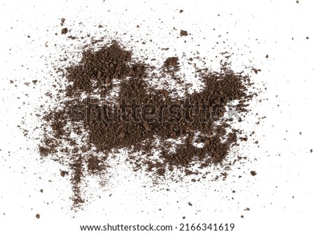 Pile of soil scattered isolated on white background and texture, top view
 Royalty-Free Stock Photo #2166341619