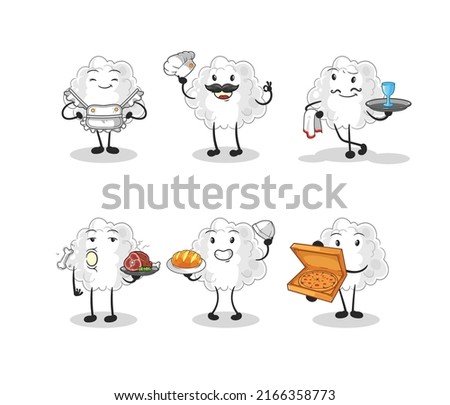 the cloud restaurant group character. cartoon mascot vector