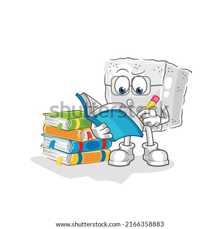 the sugar cube studying mascot. cartoon vector