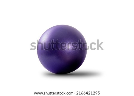mauve gymnastic massage ball with thorns for fitness, on white background, isolated. Sports equipment concept