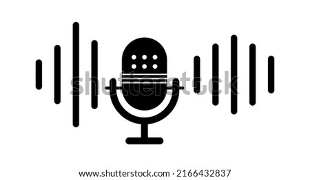 Microphone with hole and sound wave icon set. Sound and rhythm. Vectors.