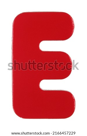 Upper case E magnetic letter on white with clipping path