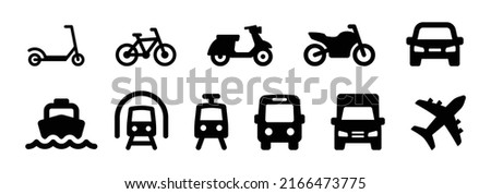 Transport icon set. Collection of vehicle vector symbol.