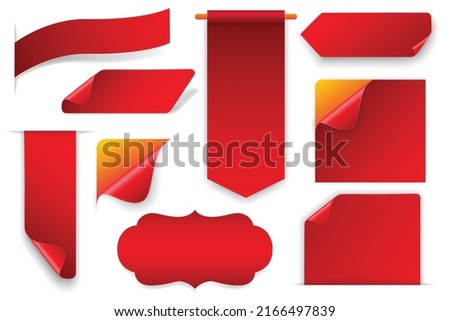 Set of red ribbons on a white background with gradient mesh. Illustrations and vectors