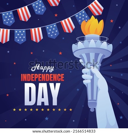 National freedom day concept with hand of liberty statue holding torch vector. National Freedom Day. Freedom for all Americans
