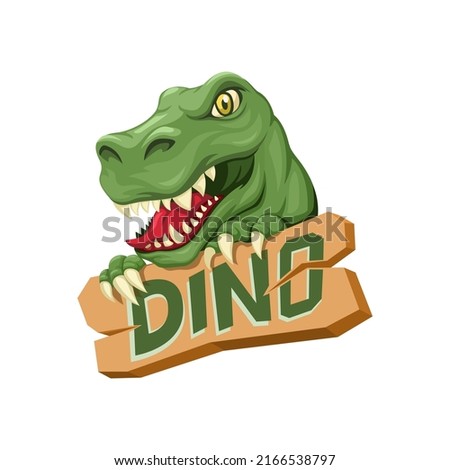 Dinosaur holding sign board mascot. prehistoric animal symbol cartoon illustration vector