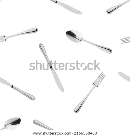 fork, knife, spoon, cutlery isolated on white background, SEAMLESS, PATTERN Royalty-Free Stock Photo #2166558453